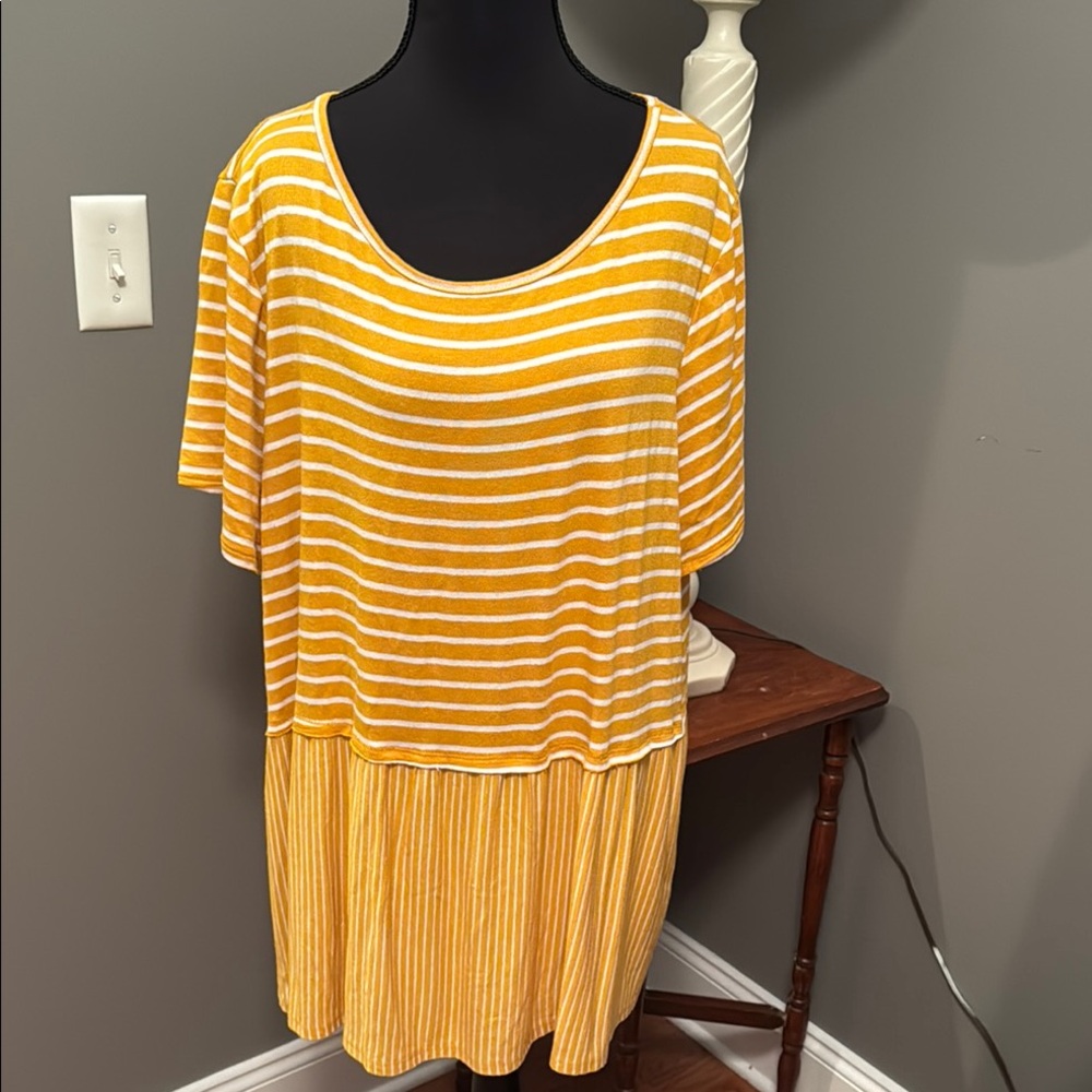 Mittoshop Yellow and White Striped Tunic Top - 1X